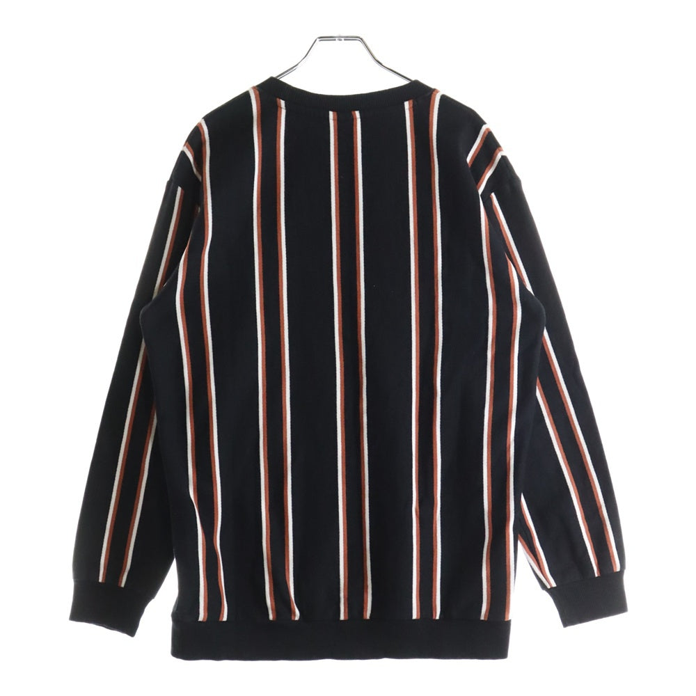 ZARA(ザラ) ストライプトレーナー クルーネックスウェットシャツ ブラック/ブラウン