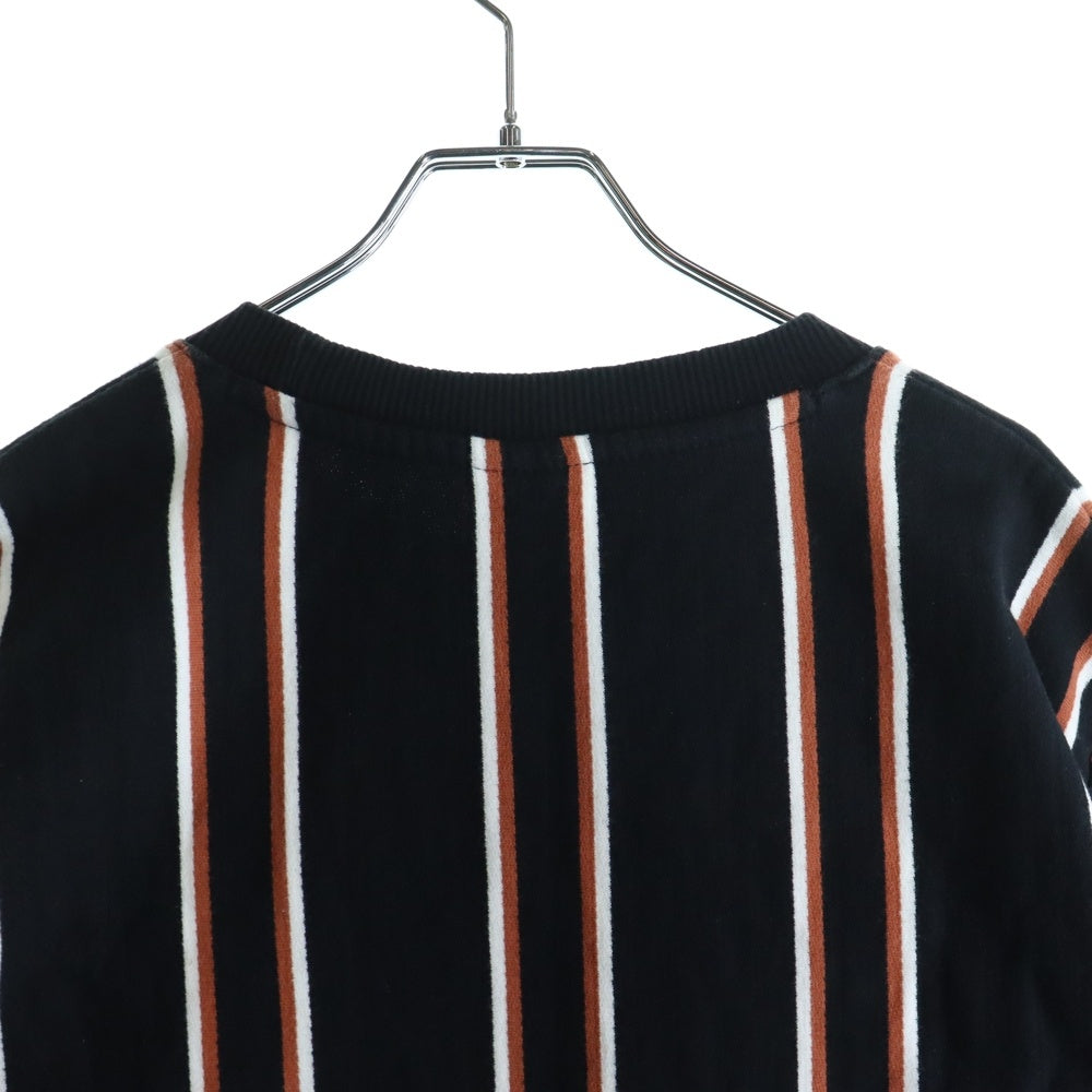 ZARA(ザラ) ストライプトレーナー クルーネックスウェットシャツ ブラック/ブラウン