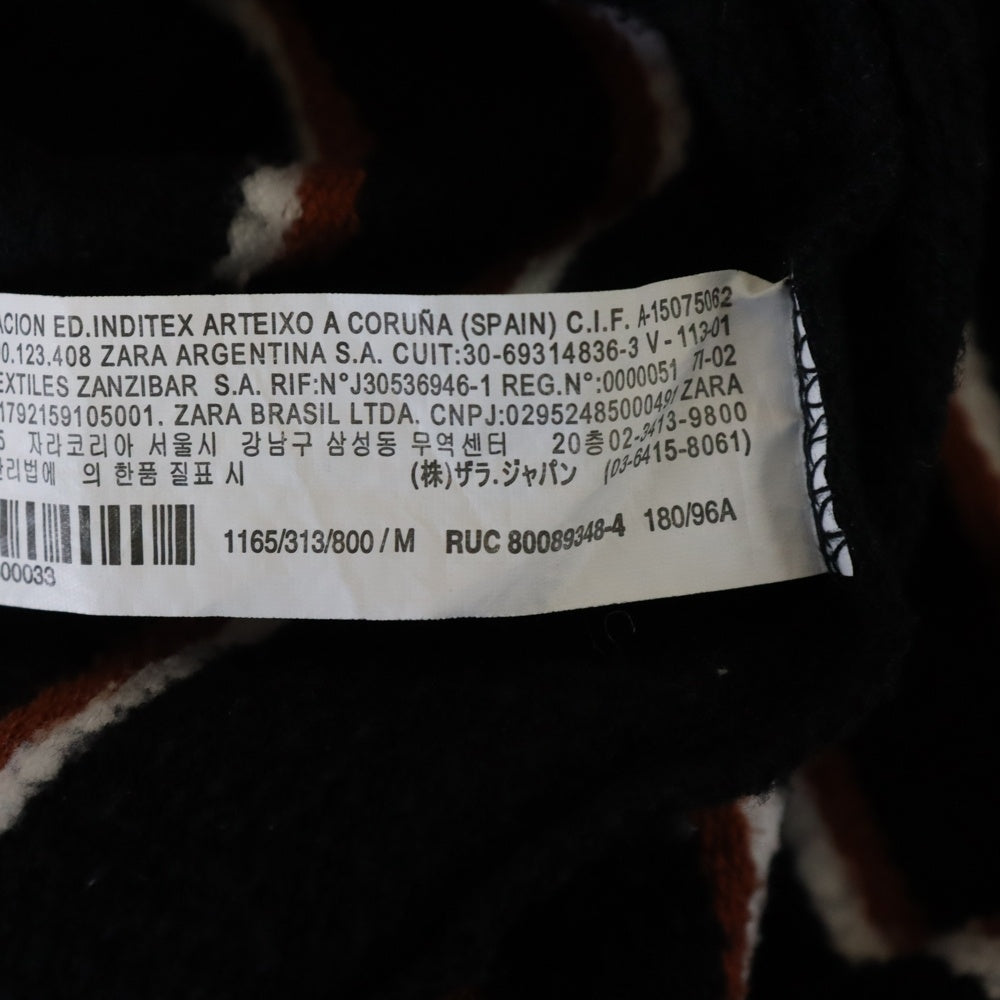 ZARA(ザラ) ストライプトレーナー クルーネックスウェットシャツ ブラック/ブラウン