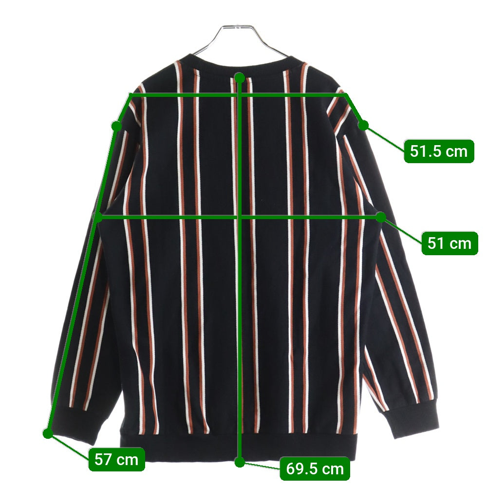 ZARA(ザラ) ストライプトレーナー クルーネックスウェットシャツ ブラック/ブラウン