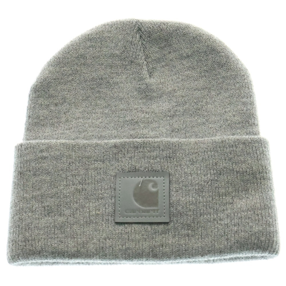 CARHARTT(カーハート) LEATHER LABEL WATCH HAT-HEATHER レザーラベル ウォッチハットヘザー ビーニー ニット帽 帽子 グレー 101070 HGY