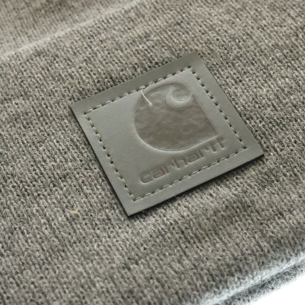 CARHARTT(カーハート) LEATHER LABEL WATCH HAT-HEATHER レザーラベル ウォッチハットヘザー ビーニー ニット帽 帽子 グレー 101070 HGY