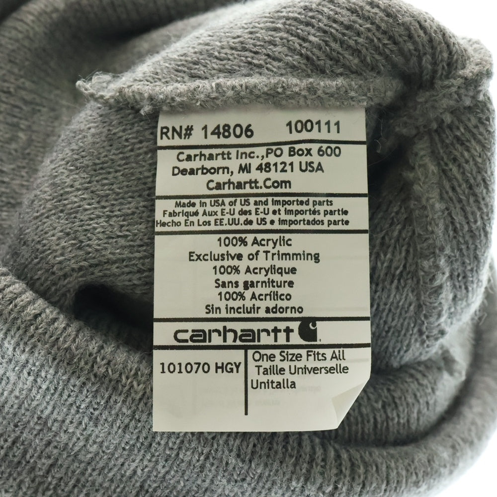CARHARTT(カーハート) LEATHER LABEL WATCH HAT-HEATHER レザーラベル ウォッチハットヘザー ビーニー ニット帽 帽子 グレー 101070 HGY