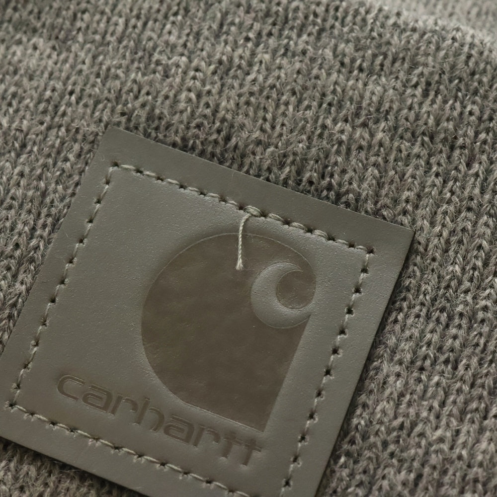 CARHARTT(カーハート) LEATHER LABEL WATCH HAT-HEATHER レザーラベル ウォッチハットヘザー ビーニー ニット帽 帽子 グレー 101070 HGY