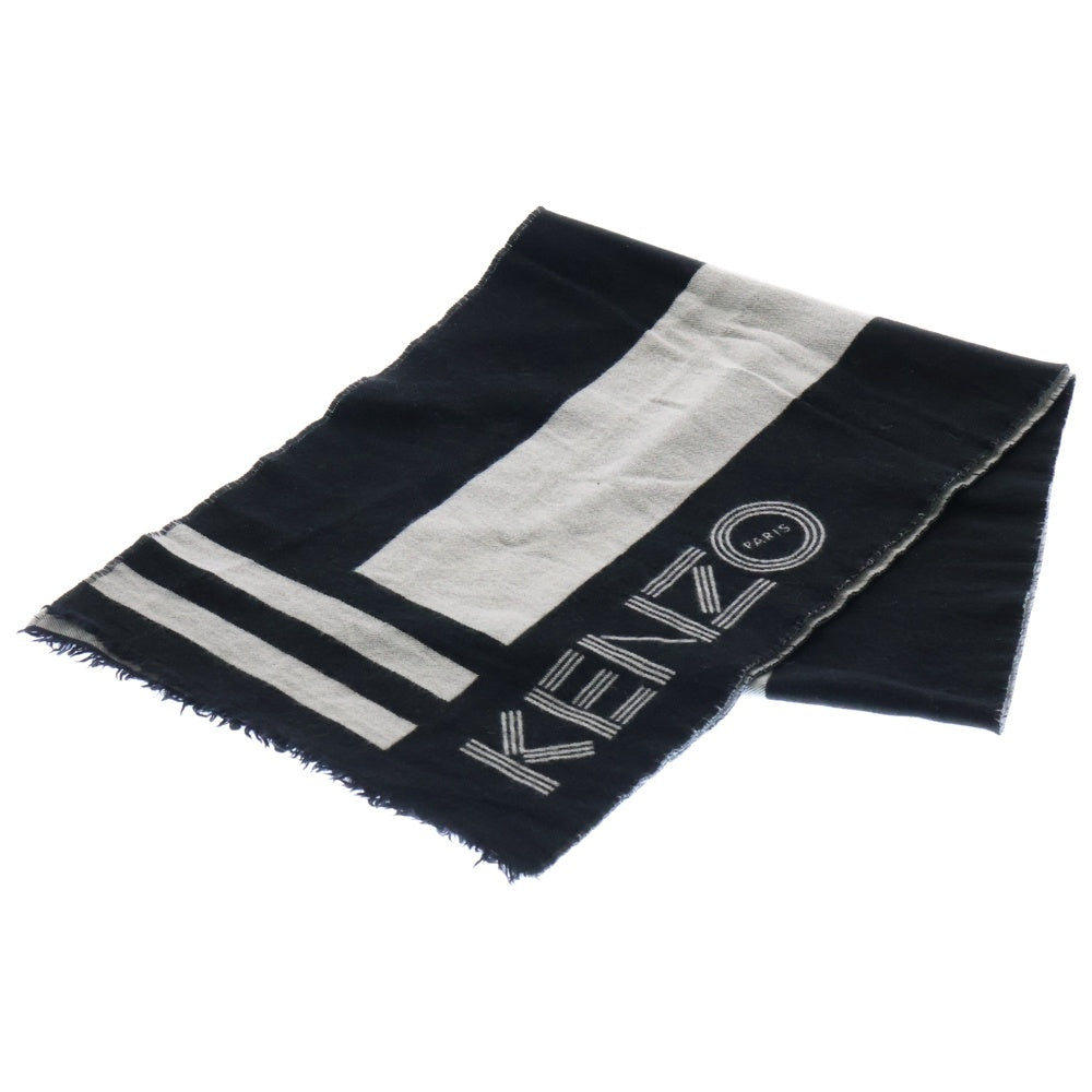 KENZO(ケンゾー) WOOL MUFFLER ウールマフラー ブラック/ホワイト