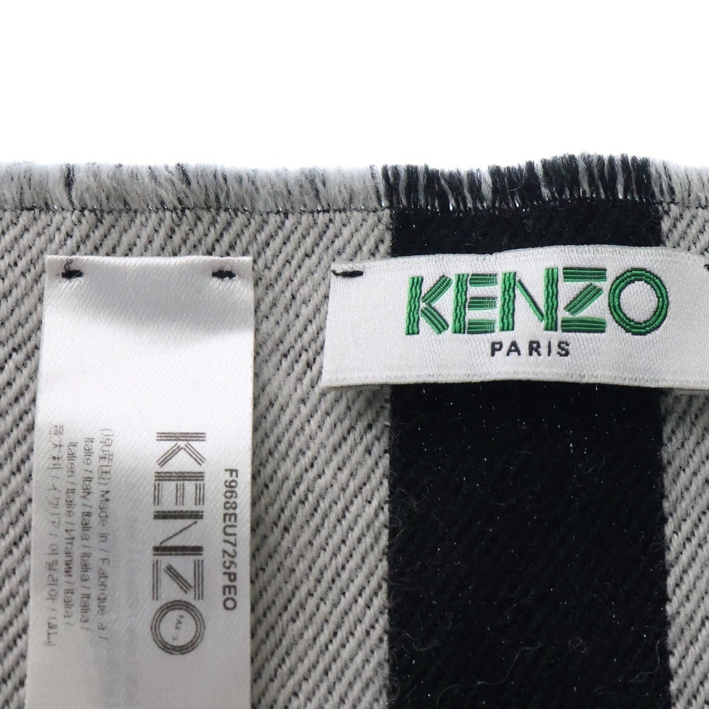 KENZO(ケンゾー) WOOL MUFFLER ウールマフラー ブラック/ホワイト