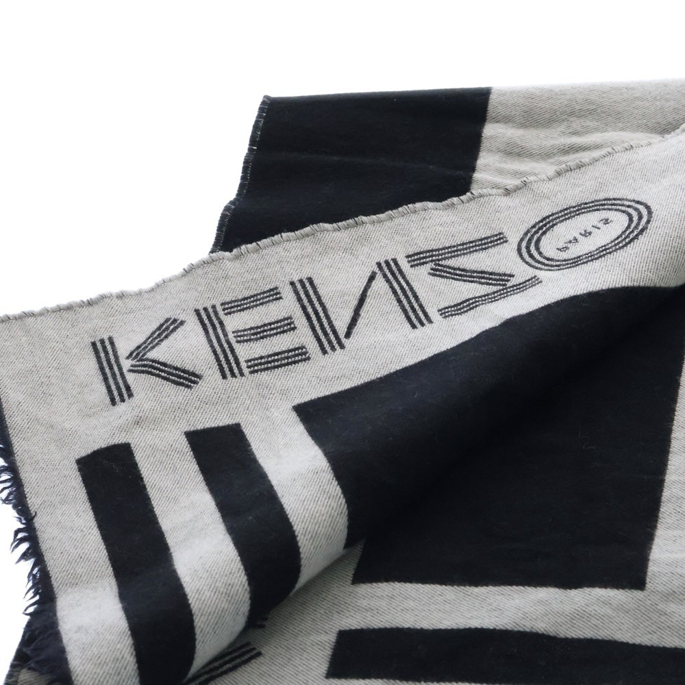 KENZO(ケンゾー) WOOL MUFFLER ウールマフラー ブラック/ホワイト