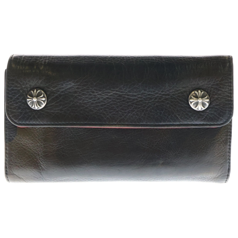 CHROME HEARTS(クロムハーツ) WAVE ウェーブ レザーウォレット 財布 ブラウン/レッド BCA375