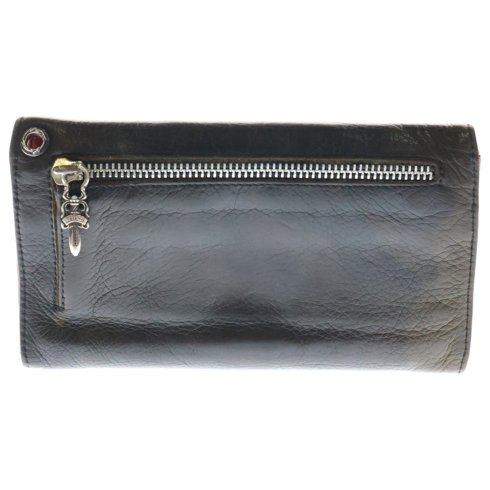 CHROME HEARTS(クロムハーツ) WAVE ウェーブ レザーウォレット 財布 ブラウン/レッド BCA375