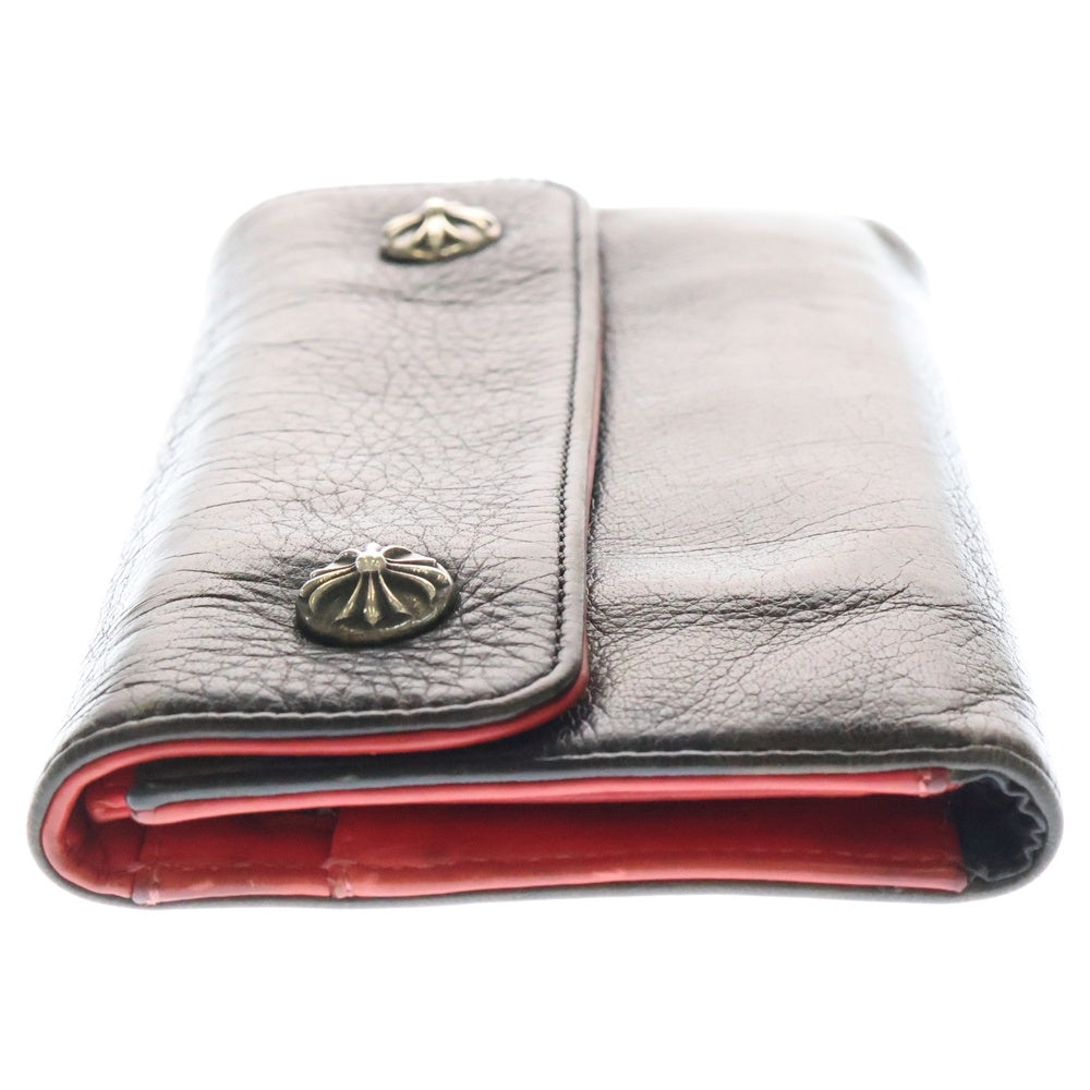 CHROME HEARTS(クロムハーツ) WAVE ウェーブ レザーウォレット 財布 ブラウン/レッド BCA375