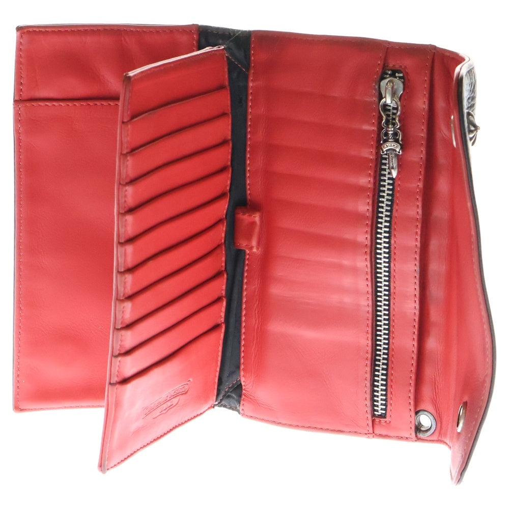 CHROME HEARTS(クロムハーツ) WAVE ウェーブ レザーウォレット 財布 ブラウン/レッド BCA375