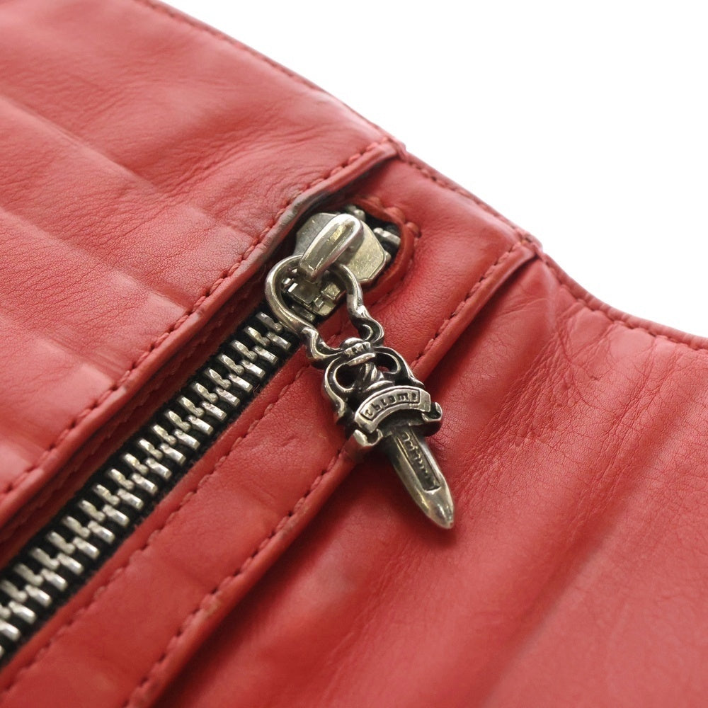 CHROME HEARTS(クロムハーツ) WAVE ウェーブ レザーウォレット 財布 ブラウン/レッド BCA375