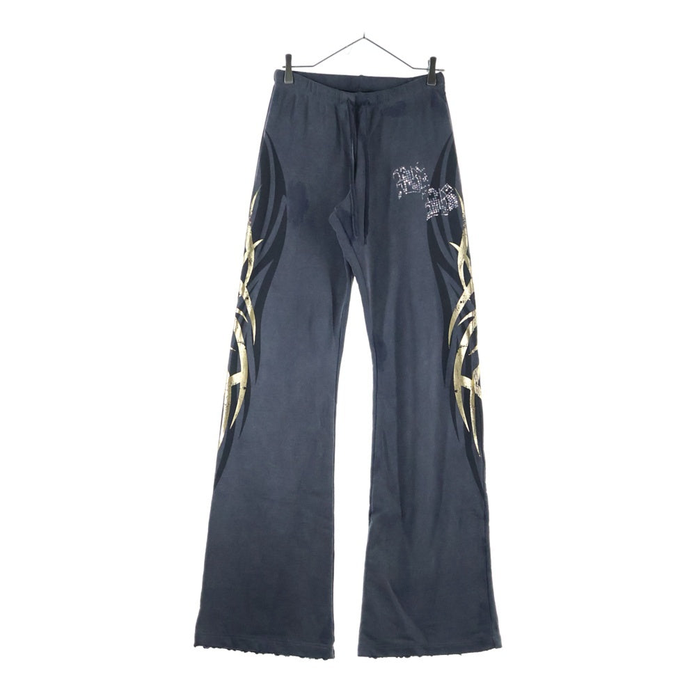 BALENCIAGA(バレンシアガ) Tacky Gold Baggy ラインストーン装飾 フェード加工バギーパンツ グレー 806207 TRVR6