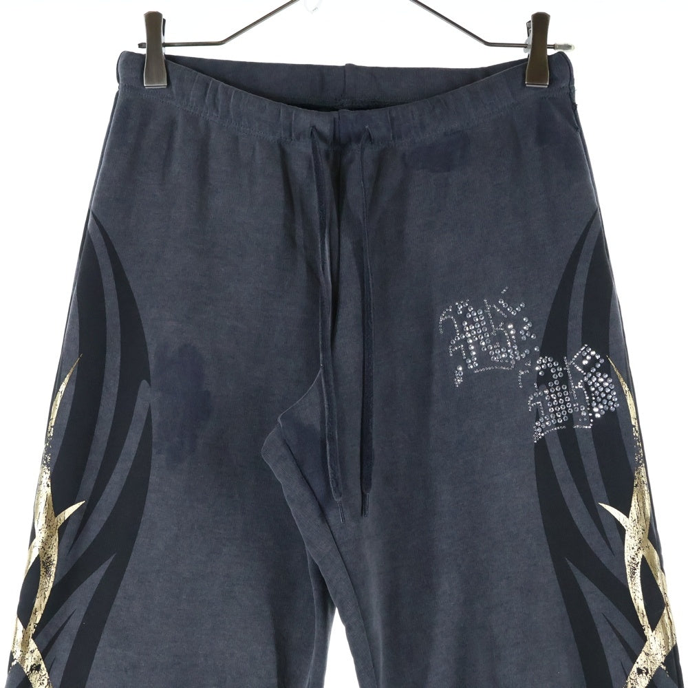 BALENCIAGA(バレンシアガ) Tacky Gold Baggy ラインストーン装飾 フェード加工バギーパンツ グレー 806207 TRVR6