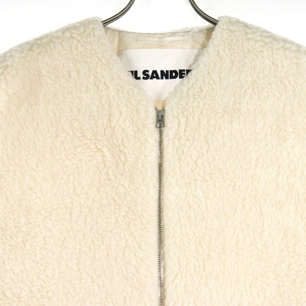 JIL SANDER(ジルサンダー) Wool Fleece Zip Gilet ウールフリース ジレ ジップアップボアベスト アイボリー JSMU460101 MU210805A
