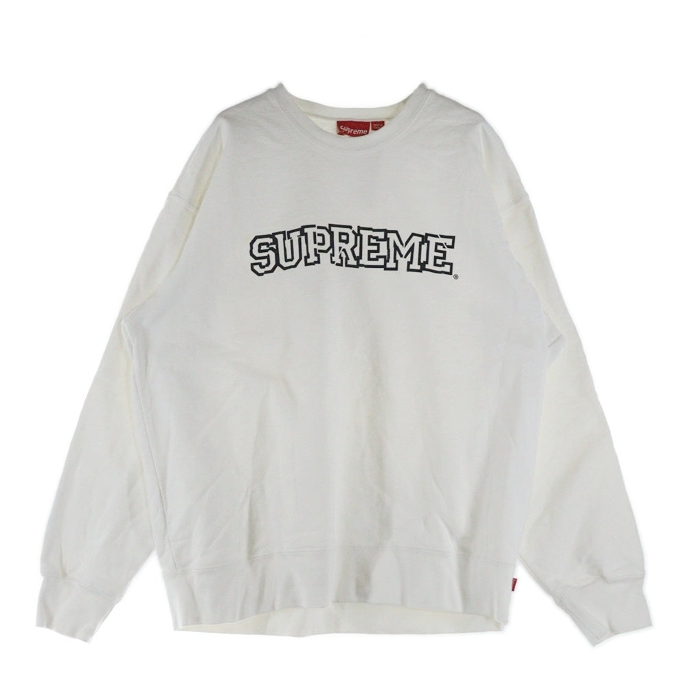 SUPREME(シュプリーム) 21AW Shuttered Logo Crewneck シャッタードロゴクルーネック ロゴプリントスウェットトレーナー ホワイト