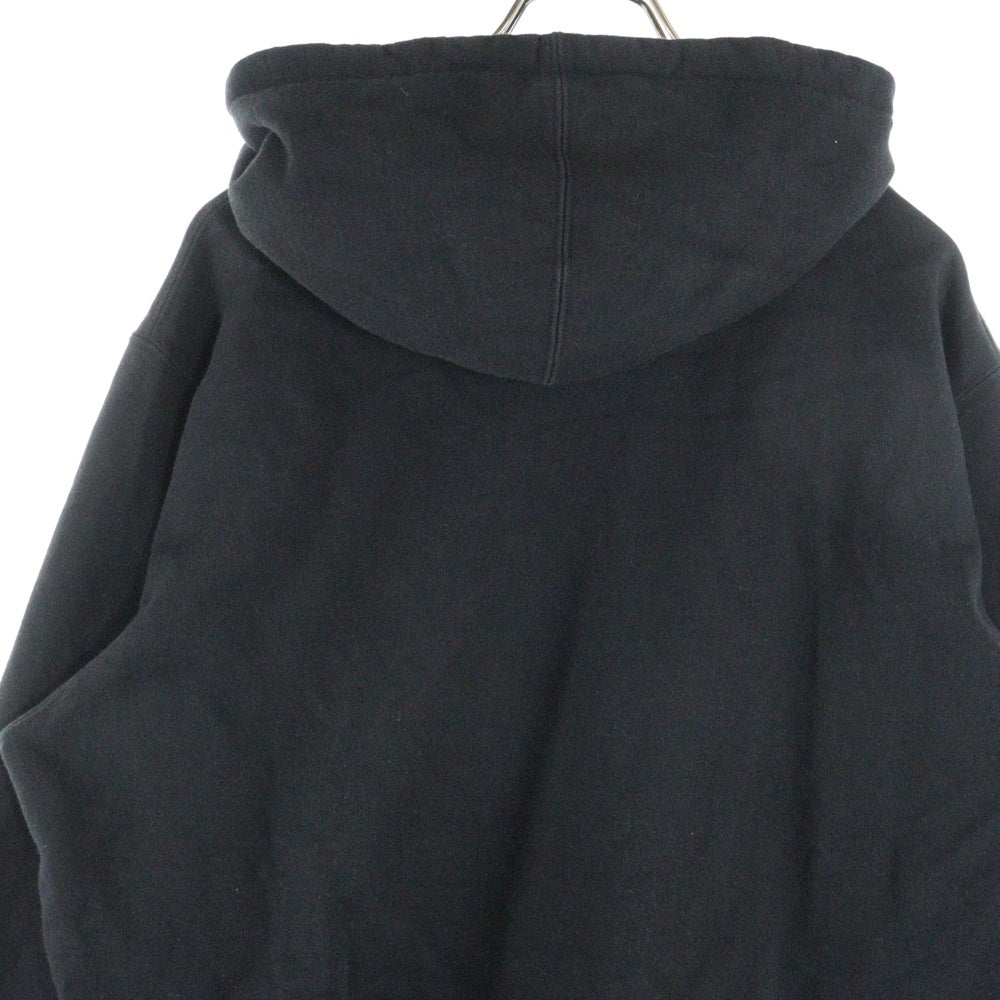 SUPREME(シュプリーム) 19AW Text Rib Hooded Sweatshirt テキストリブフーデッドスウェットシャツ サイドロゴプルオーバーパーカー ブラック