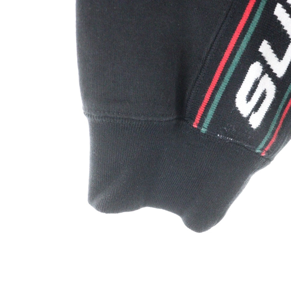 SUPREME(シュプリーム) 19AW Text Rib Hooded Sweatshirt テキストリブフーデッドスウェットシャツ サイドロゴプルオーバーパーカー ブラック