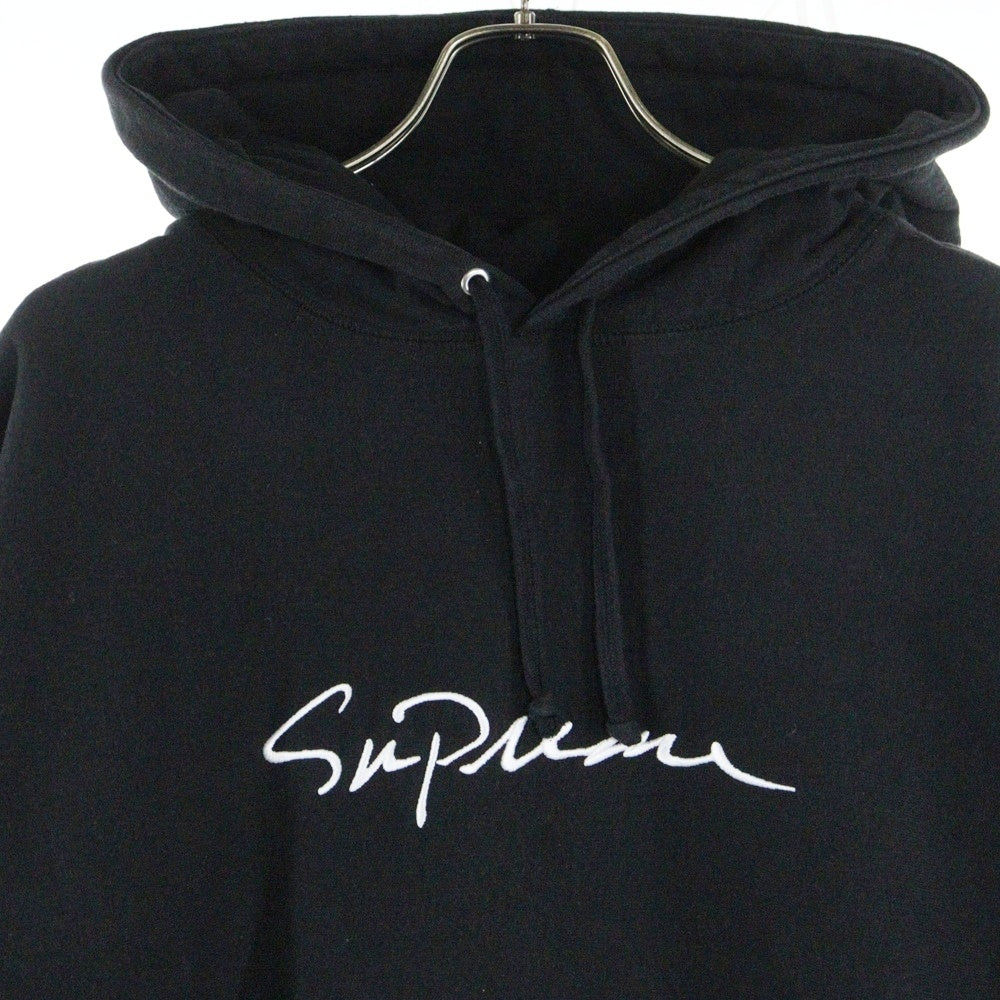 SUPREME(シュプリーム) 18AW Classic Script Hooded Sweatshirt クラシックスクリプトフーデッドスウェットシャツ ロゴ刺繍プルオーバースウェットパーカー ブラック