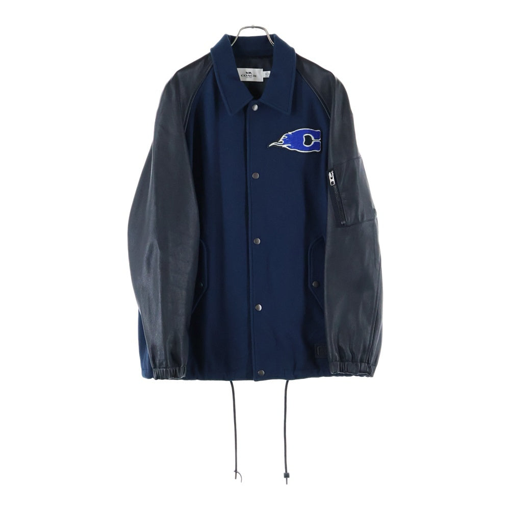 COACH(コーチ) WOOL GOAT LEATHER VARSITY JACKET ヴァーシティジャケット スタジャン ネイビー/ブラック F24299