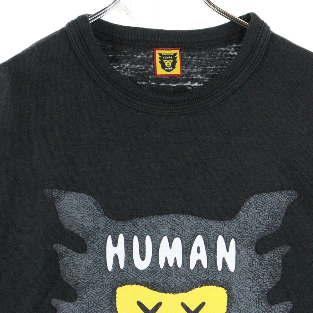 HUMAN MADE(ヒューマンメイド) ×KAWS T-Shirt カウズ フロントロゴ 半袖Tシャツ カットソー ブラック