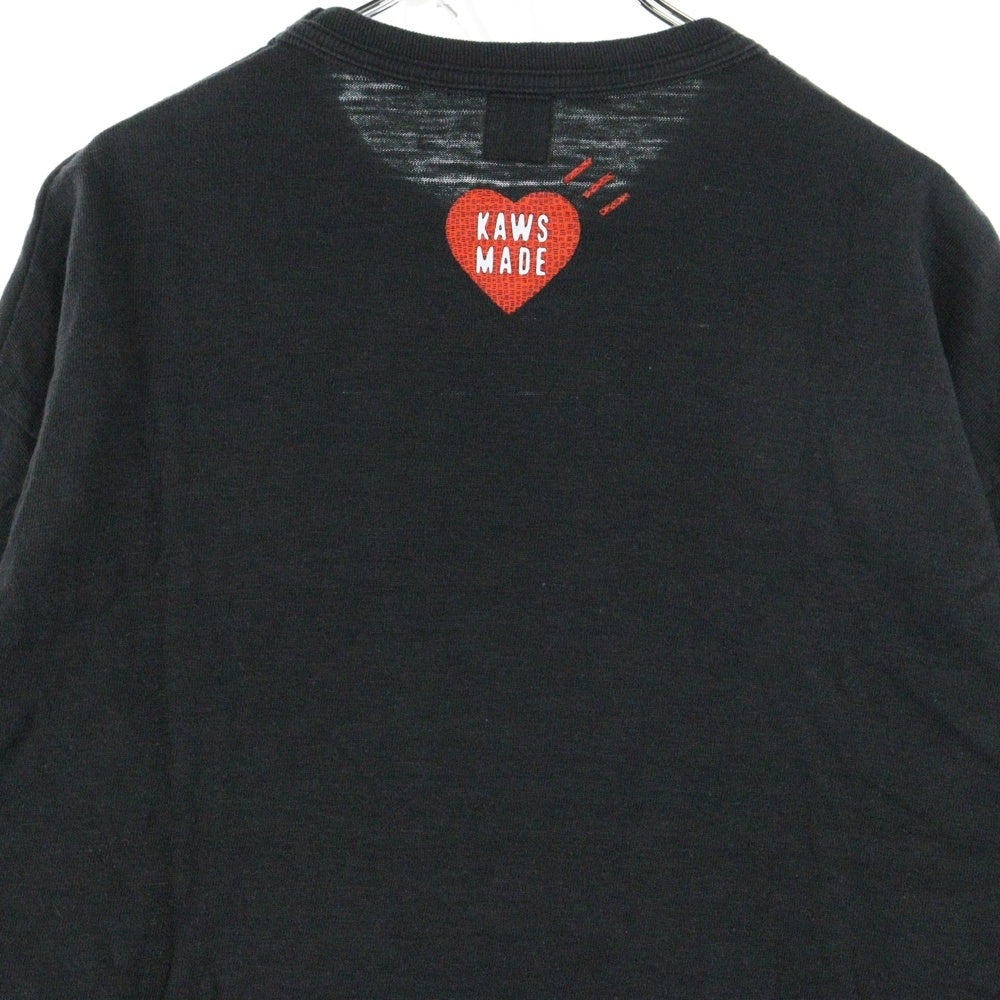 HUMAN MADE(ヒューマンメイド) ×KAWS T-Shirt カウズ フロントロゴ 半袖Tシャツ カットソー ブラック