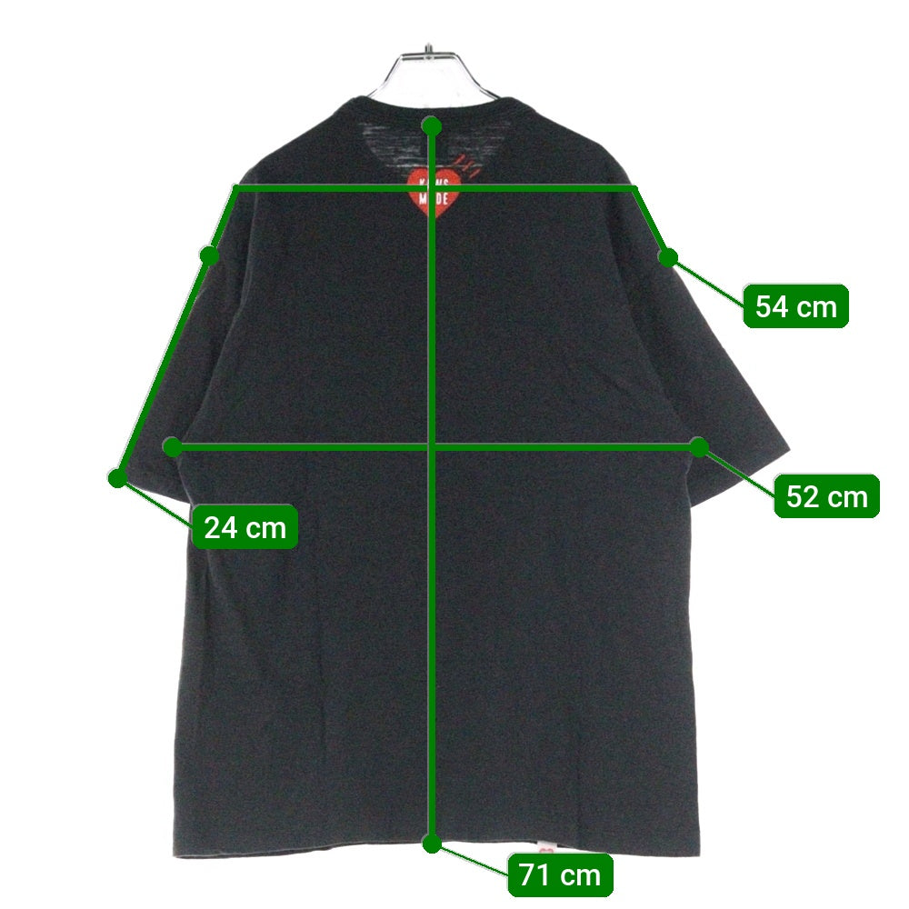 HUMAN MADE(ヒューマンメイド) ×KAWS T-Shirt カウズ フロントロゴ 半袖Tシャツ カットソー ブラック