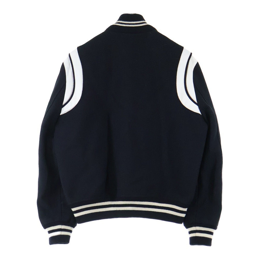 SAINT LAURENT PARIS(サンローランパリ) TEDDY JACKET テディジャケット レザートリムウールスタジアムジャンパー 354718 Y180W ブラック