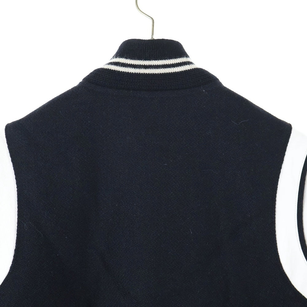 SAINT LAURENT PARIS(サンローランパリ) TEDDY JACKET テディジャケット レザートリムウールスタジアムジャンパー 354718 Y180W ブラック