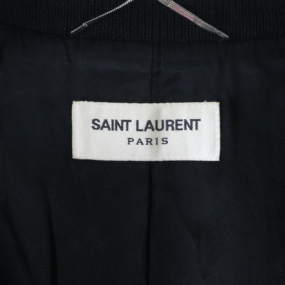 SAINT LAURENT PARIS(サンローランパリ) TEDDY JACKET テディジャケット レザートリムウールスタジアムジャンパー 354718 Y180W ブラック