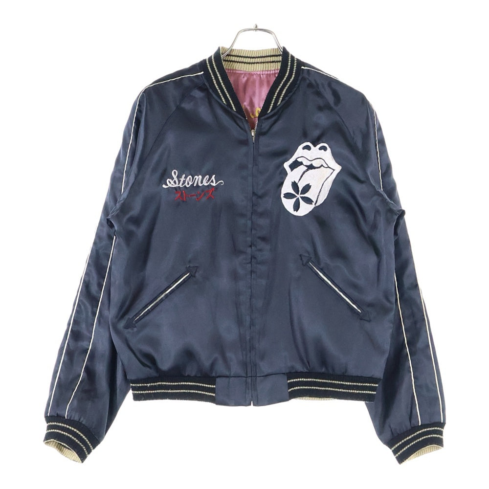 TAILOR 東洋(テーラートウヨウ) Rolling Stone スーベニアジャケット 総柄刺繍リバーシブルジップアップブルゾン スカジャン TT11475 ブラック/ピンク