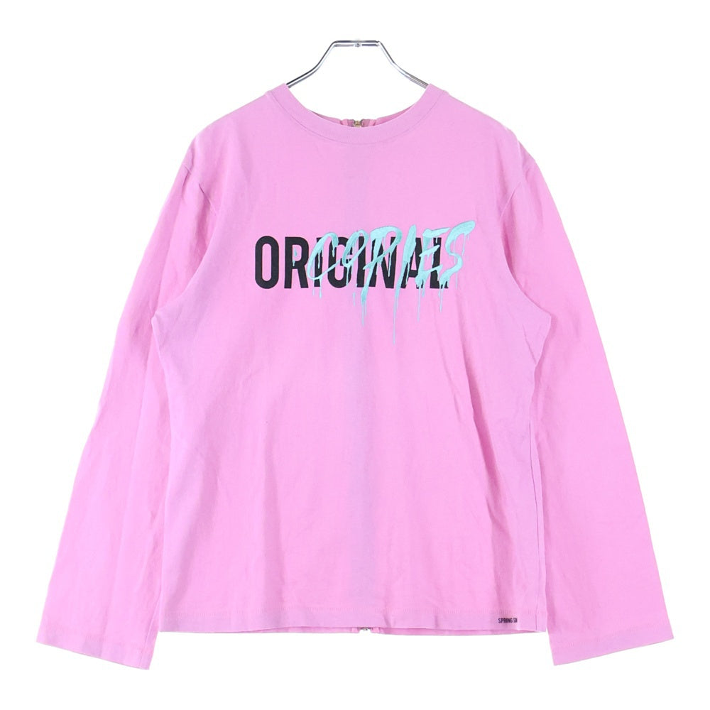 CHRISTIAN DADA(クリスチャンダダ) Original Copies オリジナルコピーズ ロゴ刺?バックジップ長袖Tシャツ ピンク