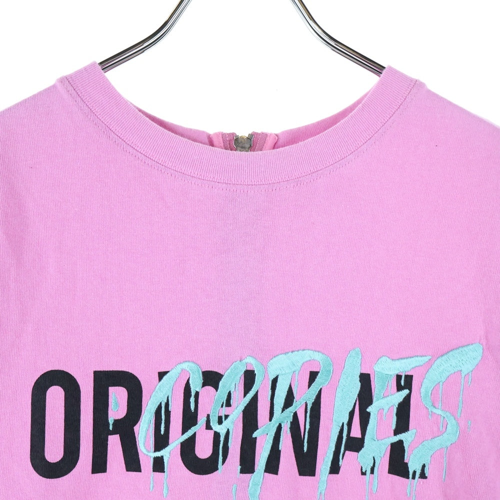 CHRISTIAN DADA(クリスチャンダダ) Original Copies オリジナルコピーズ ロゴ刺?バックジップ長袖Tシャツ ピンク