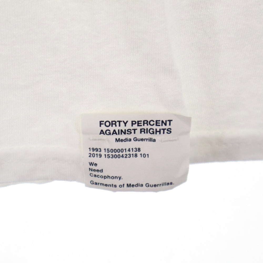 FPAR/FORTY PERCENTS AGAINST RIGHTS(フォーティーパーセント アゲインストライツ) Media Guerrilla S/S Tee メディアゲリラショートスリーブティー ロゴプリントクルーネック半袖Tシャツ ホワイト