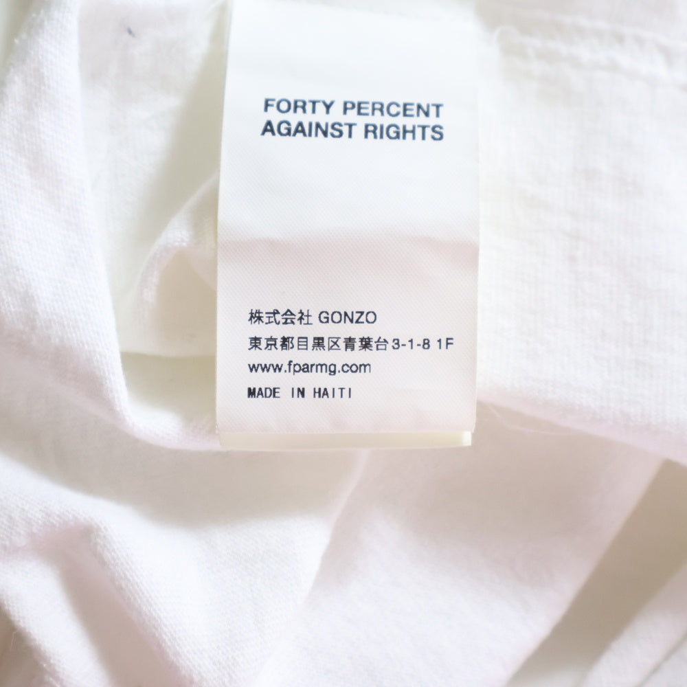 FPAR/FORTY PERCENTS AGAINST RIGHTS(フォーティーパーセント アゲインストライツ) Media Guerrilla S/S Tee メディアゲリラショートスリーブティー ロゴプリントクルーネック半袖Tシャツ ホワイト