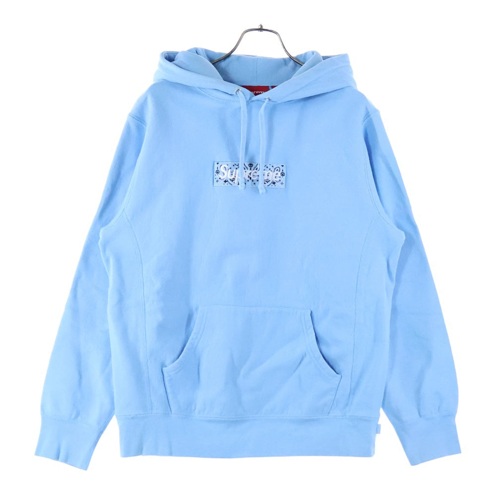 SUPREME(シュプリーム) 19AW Bandana Box Logo Hooded Sweatshirts バンダナボックスロゴフーデッドスウェットシャツ ロゴ刺しゅうプルオーバースウェットパーカー