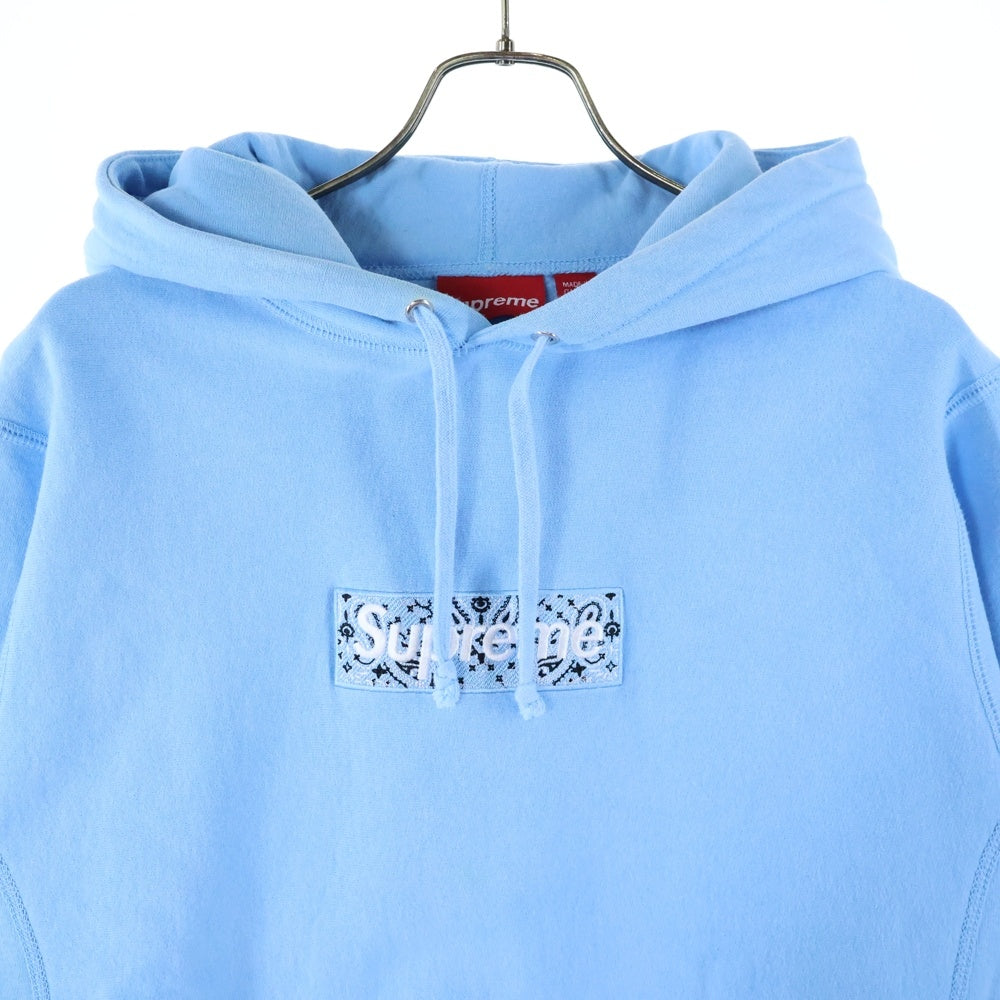 SUPREME(シュプリーム) 19AW Bandana Box Logo Hooded Sweatshirts バンダナボックスロゴフーデッドスウェットシャツ ロゴ刺しゅうプルオーバースウェットパーカー