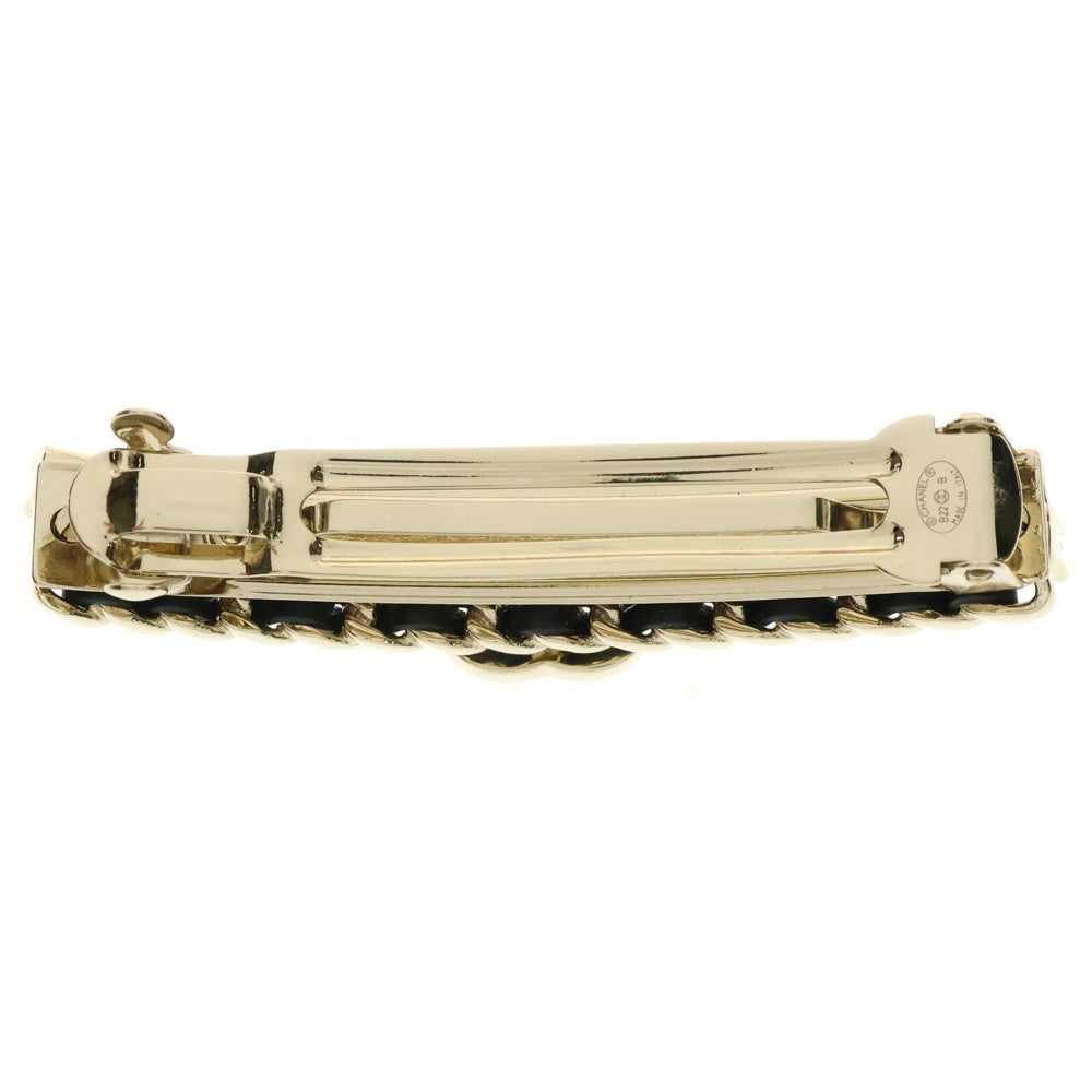 CHANEL(シャネル) ココマーク ラインストーン ヘアクリップ ブラック/ゴールド AB8613