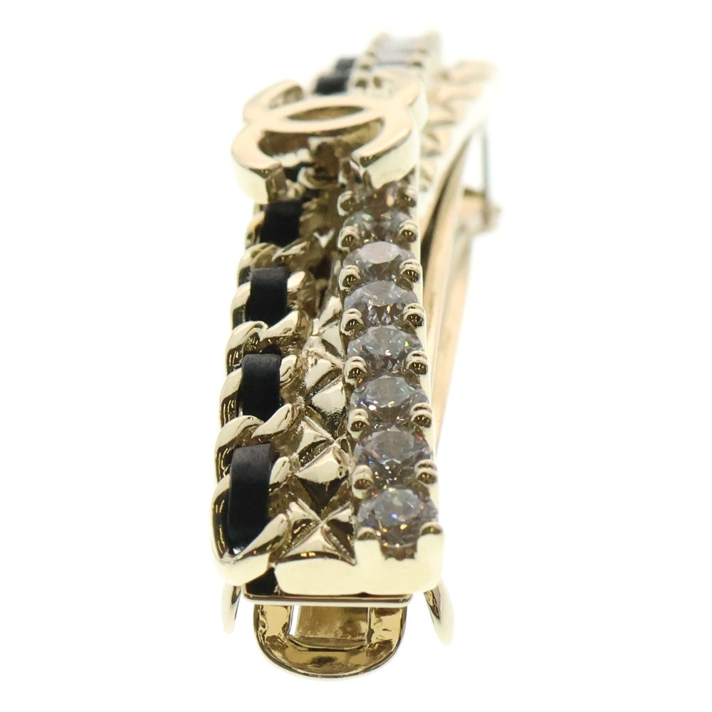 CHANEL(シャネル) ココマーク ラインストーン ヘアクリップ ブラック/ゴールド AB8613