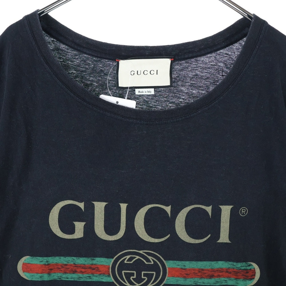 GUCCI(グッチ) Washed T-Shirt ウォッシュド加工 オーバーサイズ半袖Tシャツ ブラック 440103 X3F05