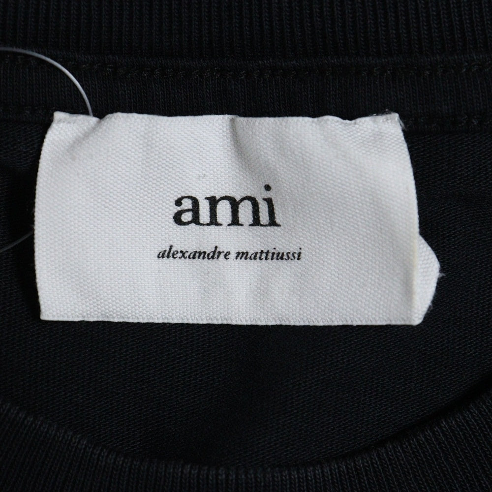 AMI Alexandre Mattiussi(アミアレクサンドルマテュッシ) T-Shirt ハートロゴ刺繍 半袖Tシャツ ブラック UTS002.726