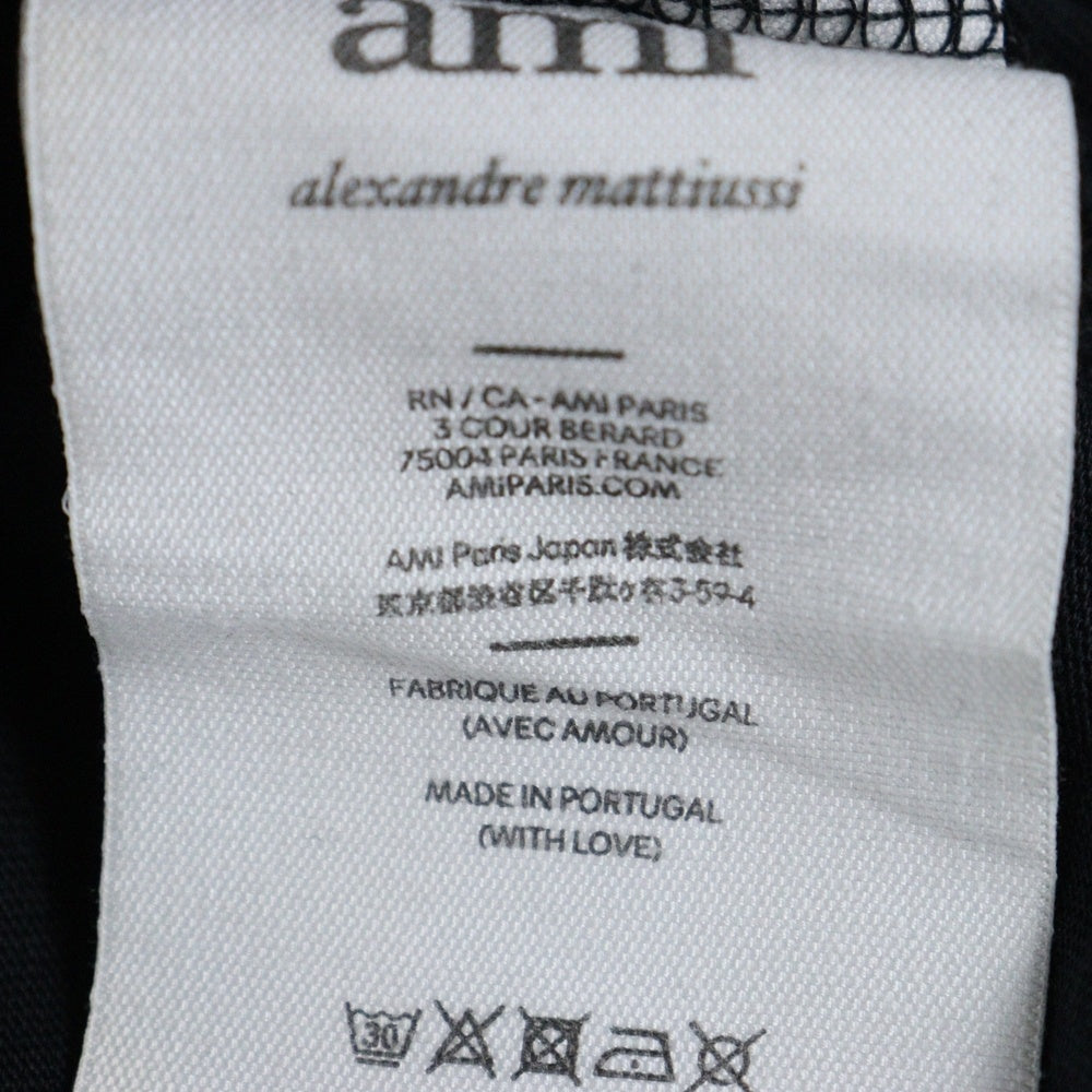 AMI Alexandre Mattiussi(アミアレクサンドルマテュッシ) T-Shirt ハートロゴ刺繍 半袖Tシャツ ブラック UTS002.726