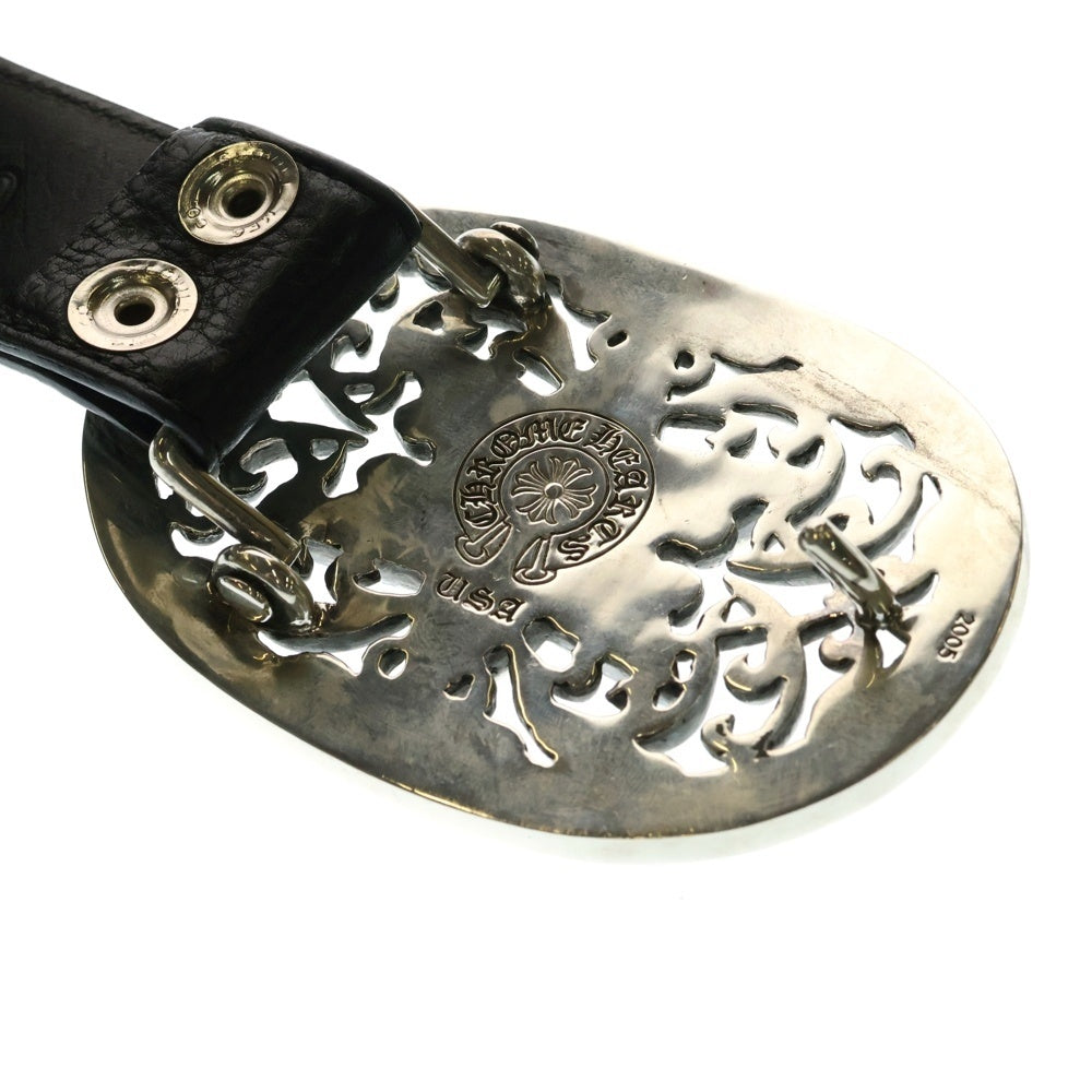 CHROME HEARTS(クロムハーツ) OVAL STAR LG BUCKLE BELT オーバルスター ラージ バックル ベルト ブラック/シルバー