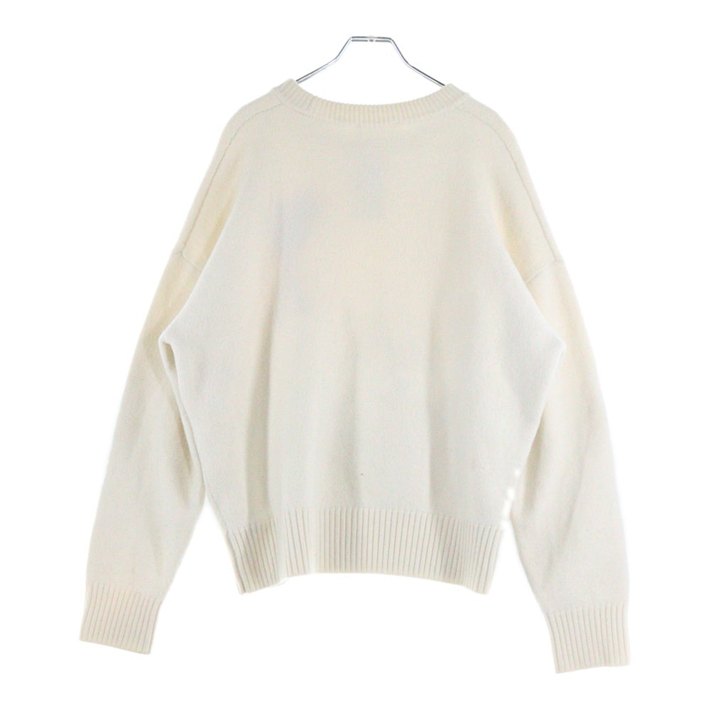 AMI Alexandre Mattiussi(アミアレクサンドルマテュッシ) Ami De Coeur Crew Neck Sweater アミ ドゥ クール ロゴ刺繍クルーネックニットセーター UKS002.018 ホワイト