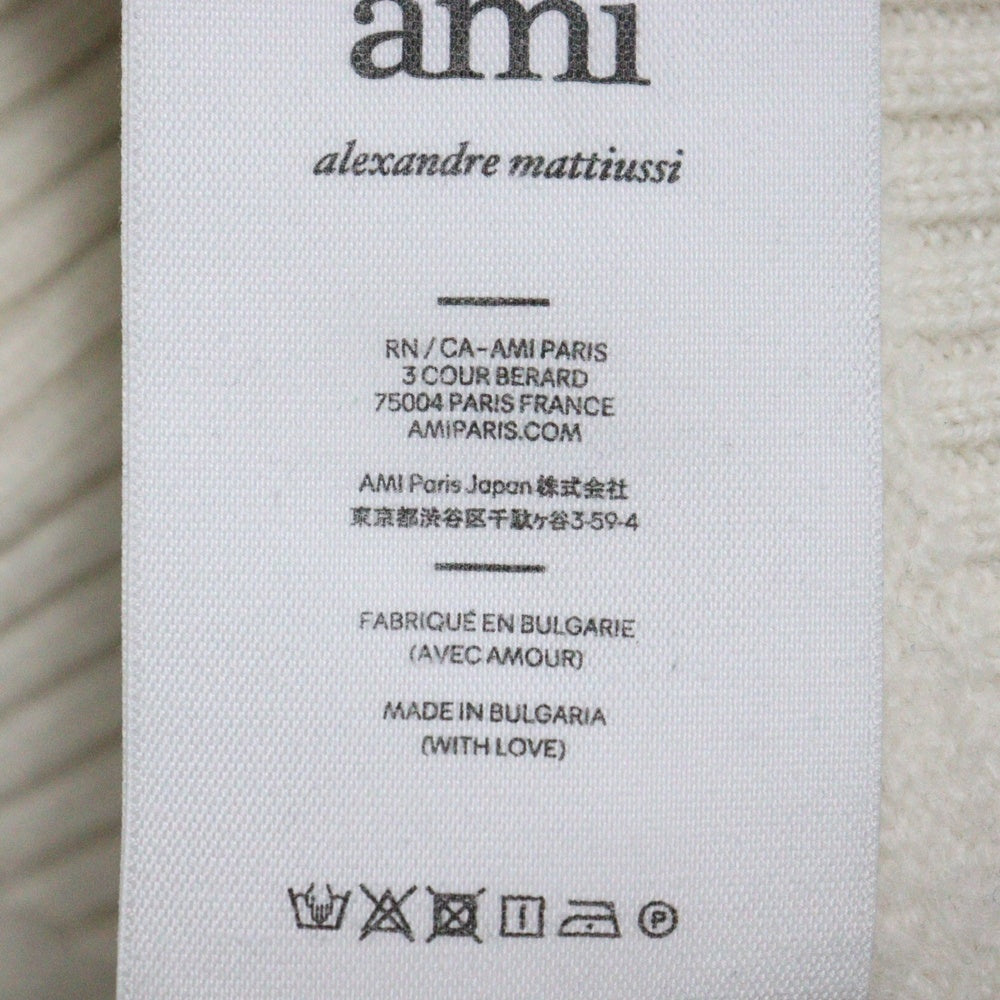AMI Alexandre Mattiussi(アミアレクサンドルマテュッシ) Ami De Coeur Crew Neck Sweater アミ ドゥ クール ロゴ刺繍クルーネックニットセーター UKS002.018 ホワイト