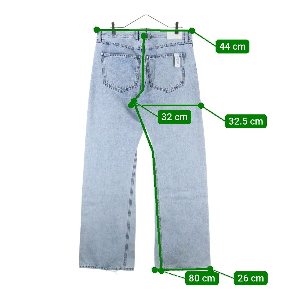 rokh(ロク) ×H&M ストレートデニムパンツ レディース6ポケットウォッシュ加工デニム ライトブルー