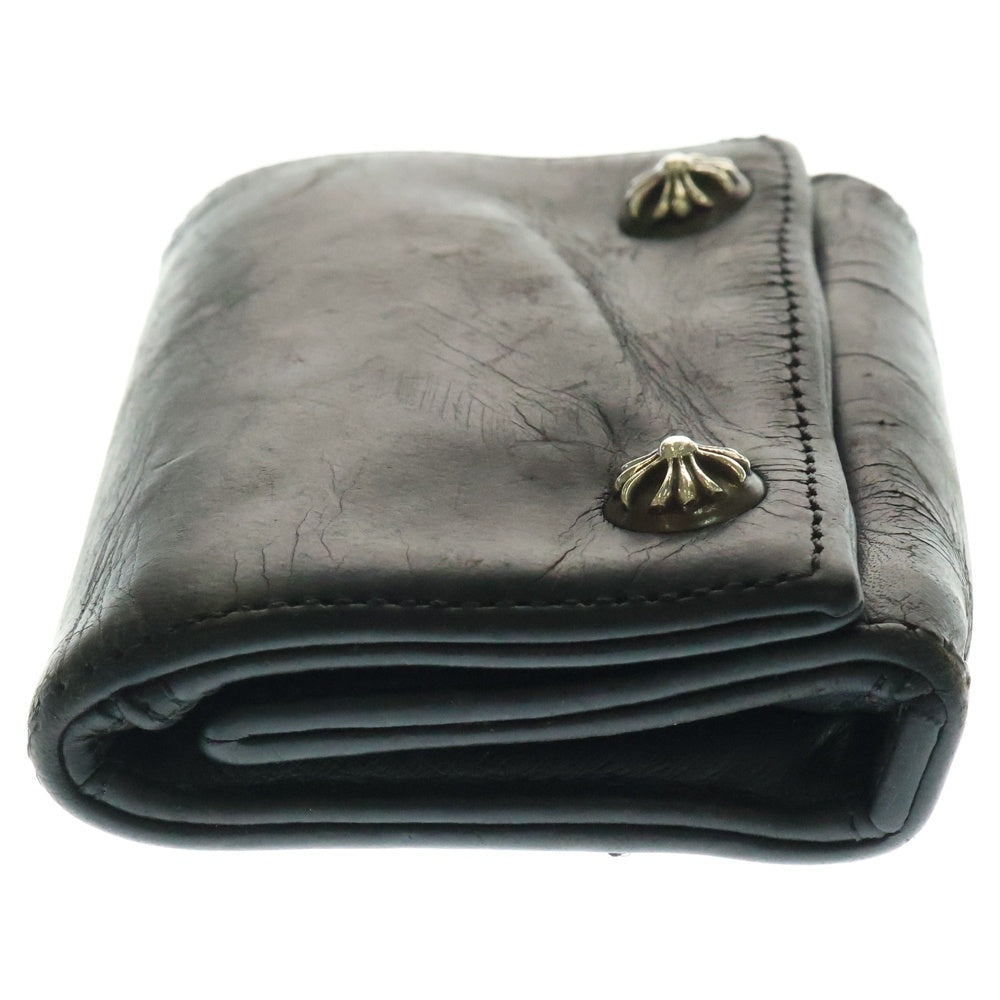 CHROME HEARTS(クロムハーツ) 3FOLD 3フォールド クロスボールボタン レザーウォレット 財布 ブラック BCA364