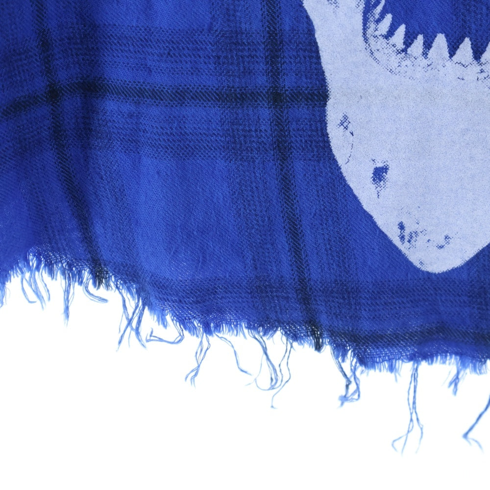 AMIRI(アミリ) Shark Paint Check Shirt シャークペイント 長袖チェックシャツ ネルシャツ ブルー MWLSB-SKF