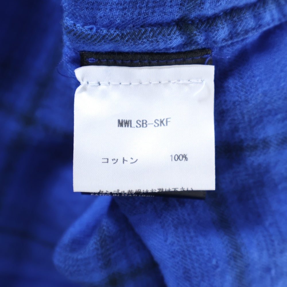 AMIRI(アミリ) Shark Paint Check Shirt シャークペイント 長袖チェックシャツ ネルシャツ ブルー MWLSB-SKF