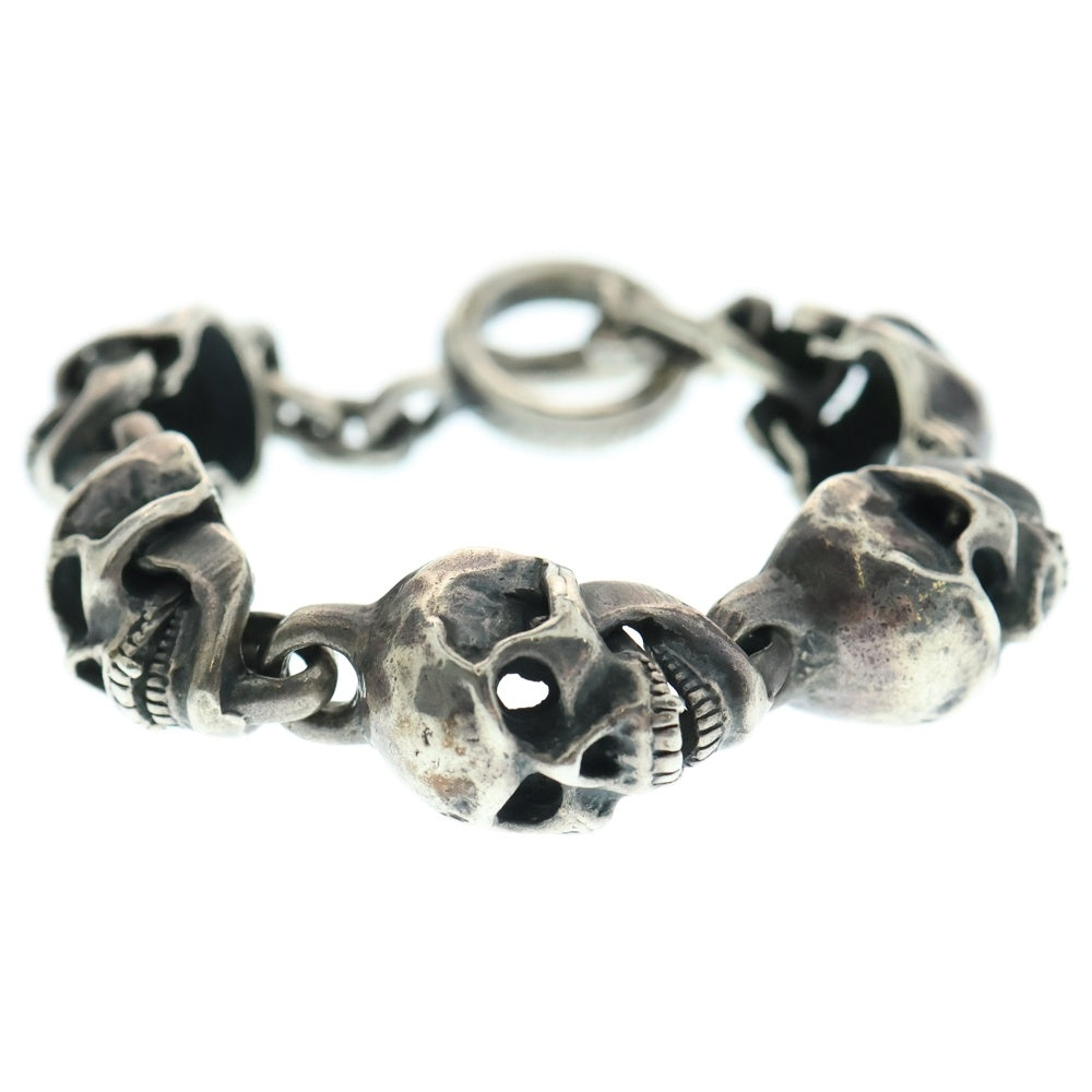 Leathers and Treasures(レザーズアンドトレジャーズ) Small Skull Link Bracelet スモールスカルリンクブレスレット 5Link シルバー